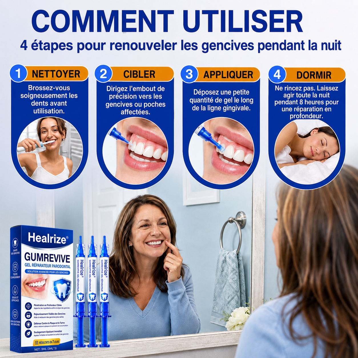 Gel Healrize® GumRevive pour la régénération des tissus parodontaux (pour les saignements et la rétraction des gencives ainsi que le déchaussement des dents)🪥🦷1